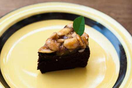 Close up image of walnut toffee cakeの写真素材