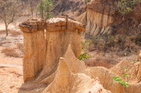 Phae Muang Phi is a place with original rock in Mueang Phrae District, Phrae Province, Thailandの写真素材