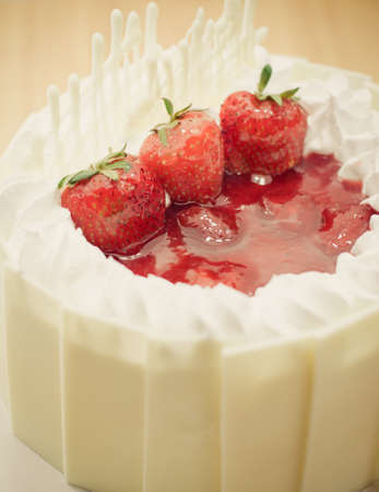 homemade strawberry cakeの写真素材