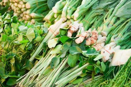 Fresh vegetables for sale on asian market.の写真素材