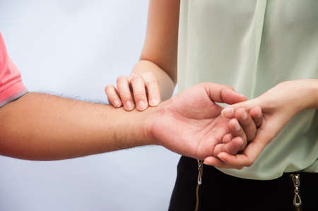 Measuring heart heartbeatの写真素材