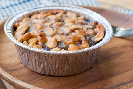 Close up image of walnut toffee cakeの写真素材
