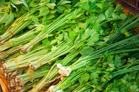 Fresh vegetables for sale on asian market 