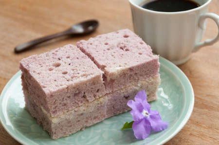 Slice of taro Cakeの写真素材