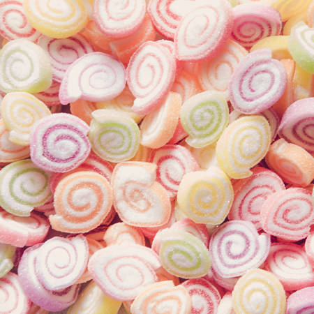 Assortment of colorful fruit jelly candyの写真素材