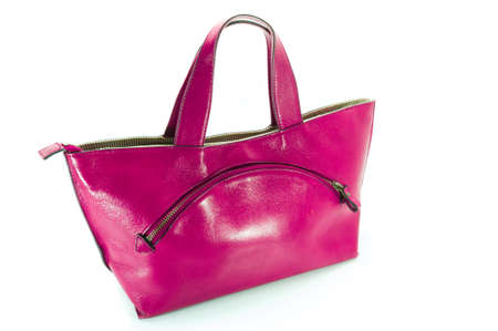 Nice elegant leather woman bag isolated on the whiteの写真素材