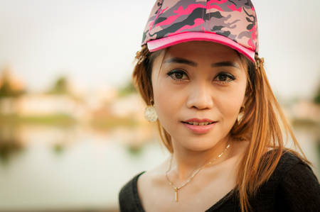 Portrait close up of young beautiful womanの写真素材