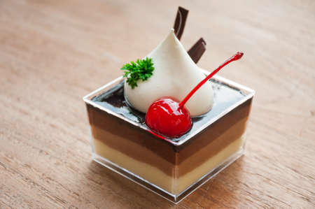 different pieces of cake. Isolated on white backgroundの写真素材