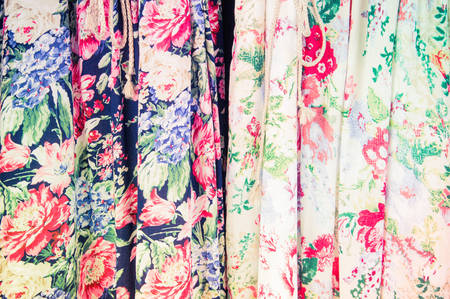 Rose Fabric background, Fragment of colorful retro tapestry textの写真素材
