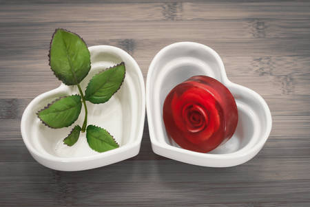 spa set for valentineの写真素材