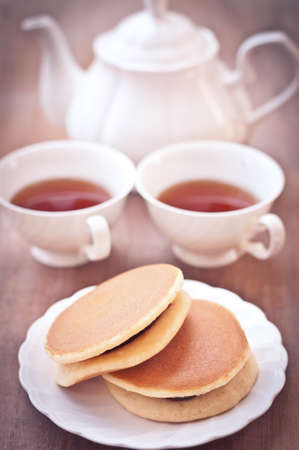 Dorayaki Japanese Traditional Pancake Dessert, warm toneの写真素材