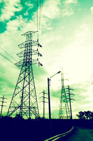 Energy Distribution Network - Electricity Pylonsの写真素材