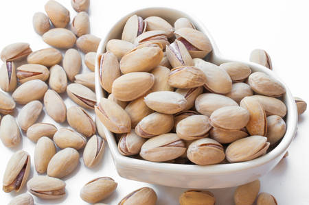 Close up of fresh pistachios.の写真素材