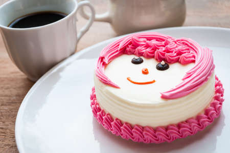 White Cream Cake with coffeeの写真素材