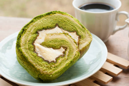 Matcha cake rollsの写真素材