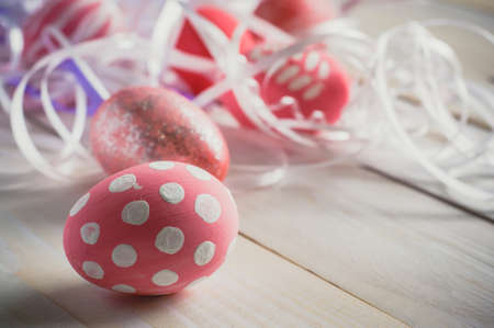 Colorful easter eggs. Background with easter eggs. With retro filter effect