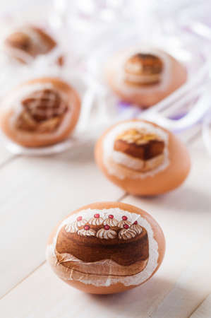easter eggs made decoupage methodsの写真素材