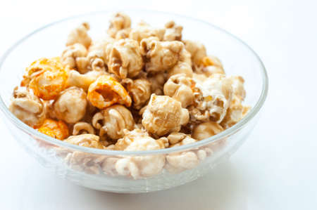 a lot of golden caramel corn close upの写真素材