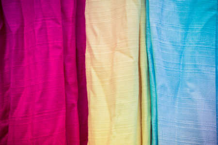 stack of traditional thai fabric, Thailandの写真素材