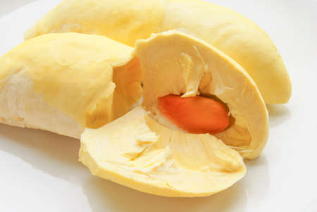 King of fruits, durian on white backgroundの写真素材