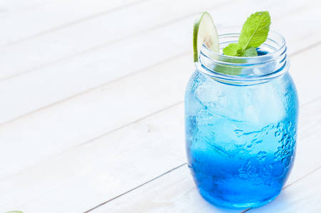 cocktail glass with the Blue Hawaii, mason jarの写真素材