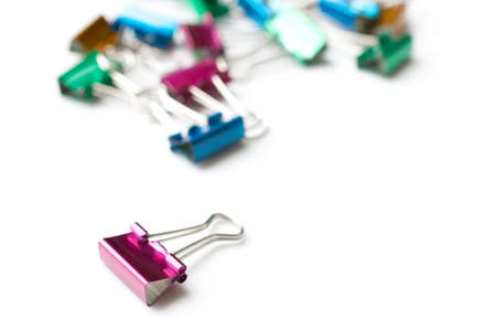 paperclips on isolated white backgroundの写真素材