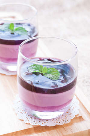 panna cotta with berry sauce, Italian dessertの写真素材