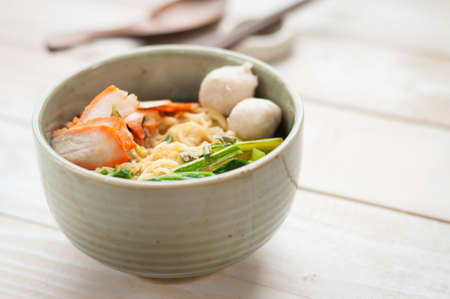 bowl of noodles with vegetablesの写真素材