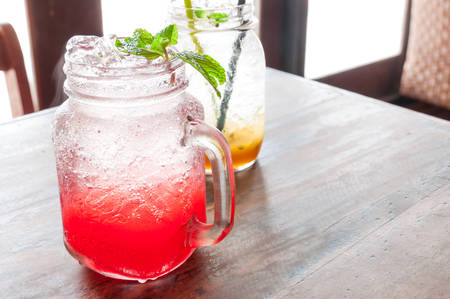 strawberry italian soda decorate mintの写真素材