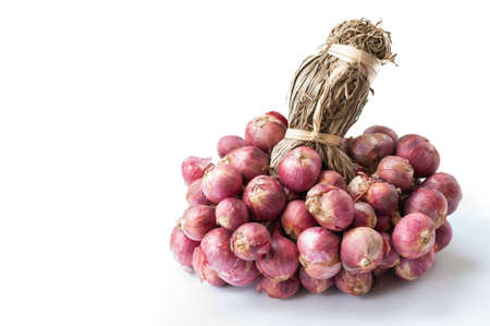 shallots on white backgroundの写真素材