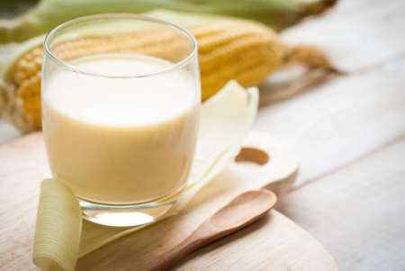 fresh sweet corn juice (corn milk)の写真素材