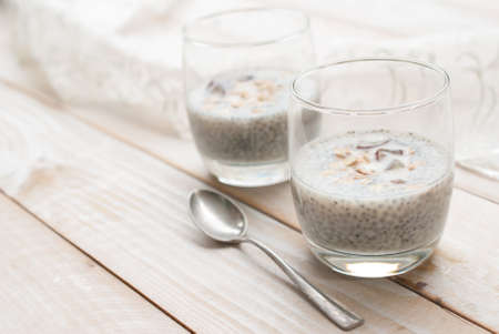 Chia seeds drink with waterの写真素材