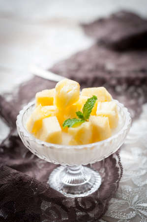 Panna cotta with pineappleの写真素材