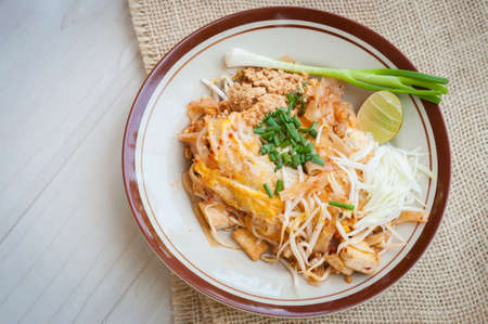 Thai style noodles, pad thai, Thailand's national dishes, stir-fried rice noodlesの写真素材