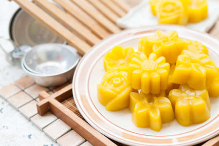 Steamed Pumpkin Cake, thai dessertの写真素材