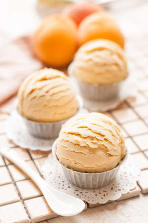 Peach ice creamの写真素材