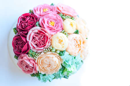 decorating cake, piping buttercreamの写真素材