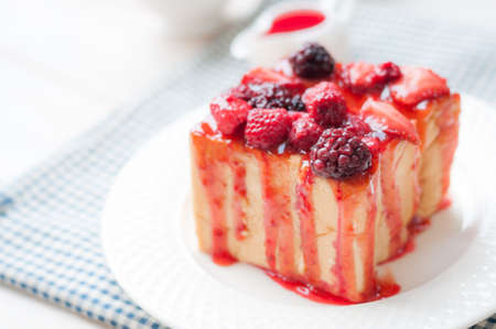 sweet toasts with raspberry, jam and a cup of tea