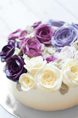 decorating Cake With buttercreamの写真素材