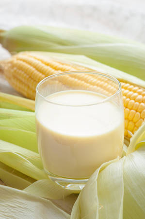 fresh sweet corn juice (corn milk)の写真素材