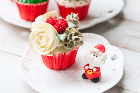 Christmas dessert cupcakesの写真素材