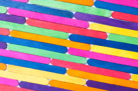 Wooden Popsicle Sticks, Colorful Ice Cream Sticks backgroundの写真素材