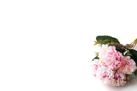 Beautiful artificial flowers isolated on white backgroundの写真素材