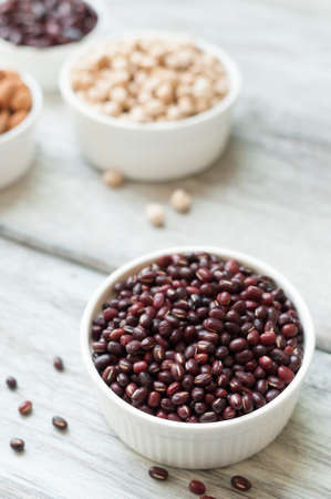 red bean with almond,  bean and nut, grain backgroundの写真素材