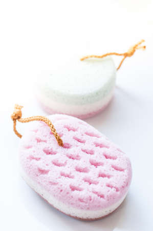 Bath Sponge on white backgroundの写真素材