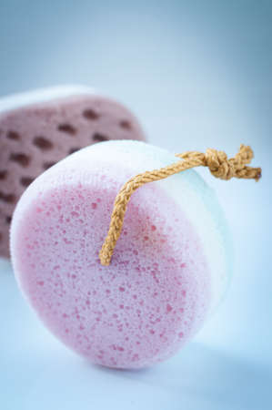 Bath Sponge on blue background