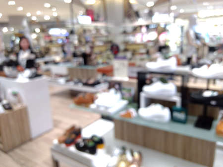 Shopping Mall, shoes department in blur backgroundの写真素材