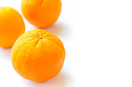 three mandarin orange isolated on white backgroundの写真素材