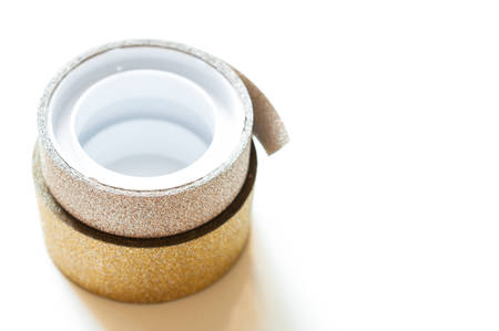 Glitter ribbon on grey backgroundの写真素材