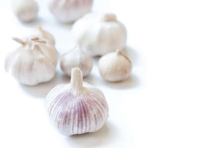 Garlic isolated on white backgroundの写真素材